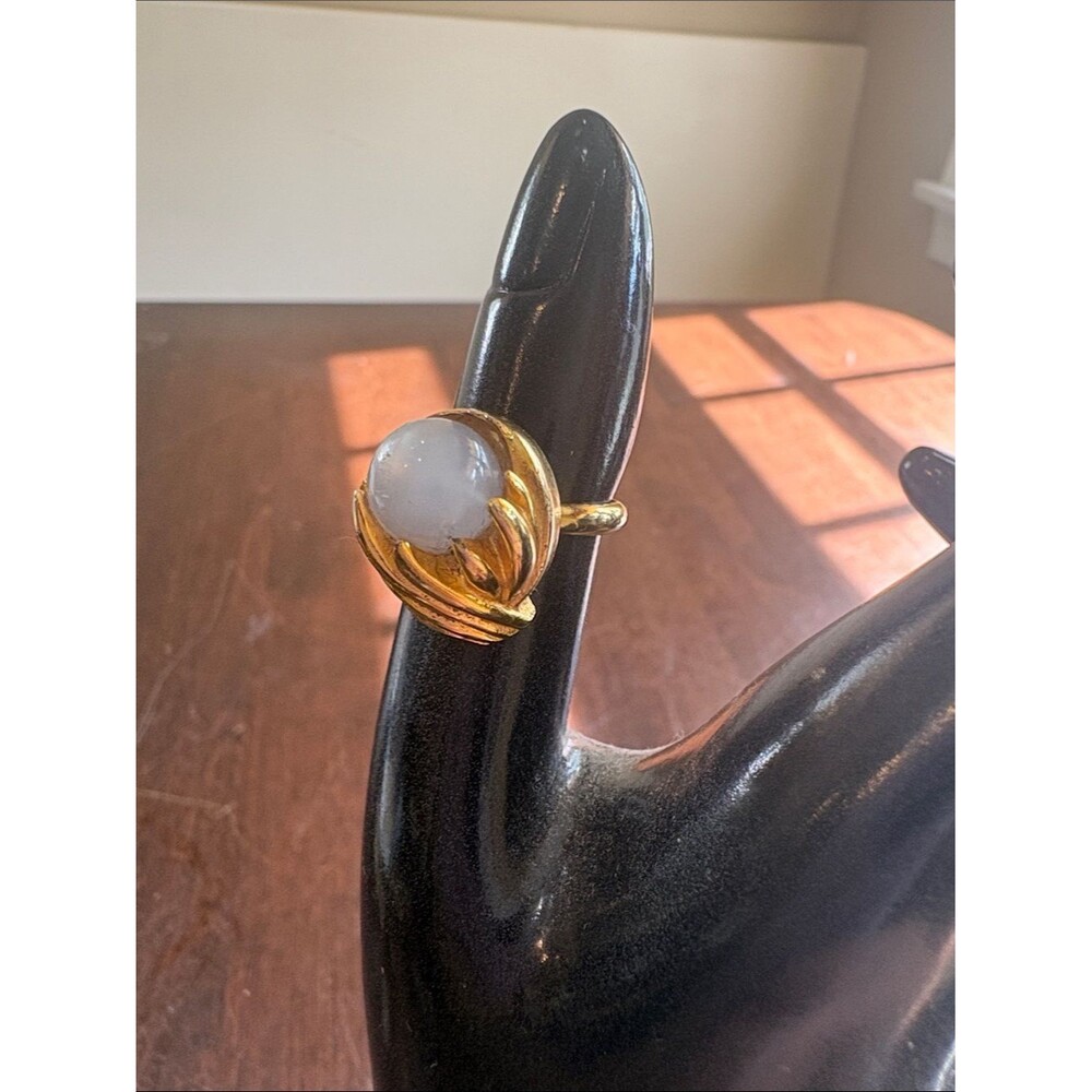 Gold-Tone Moonstone Cabochon Statement Ring